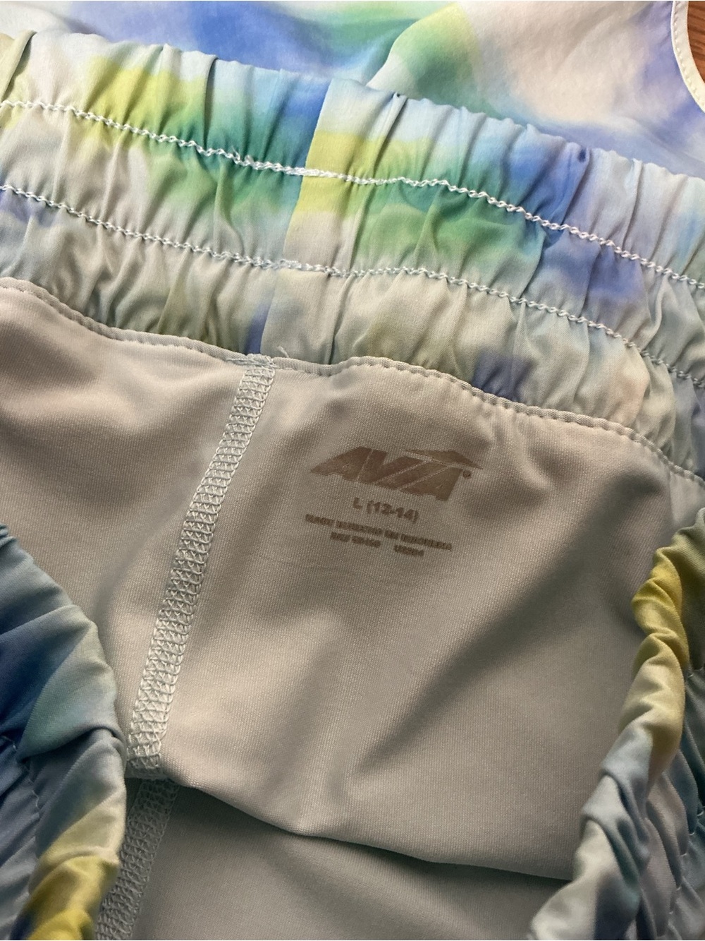 Avia Women’s Running Shorts Lined Frozen Aqua Watercolor Size L - Picture 3 of 3